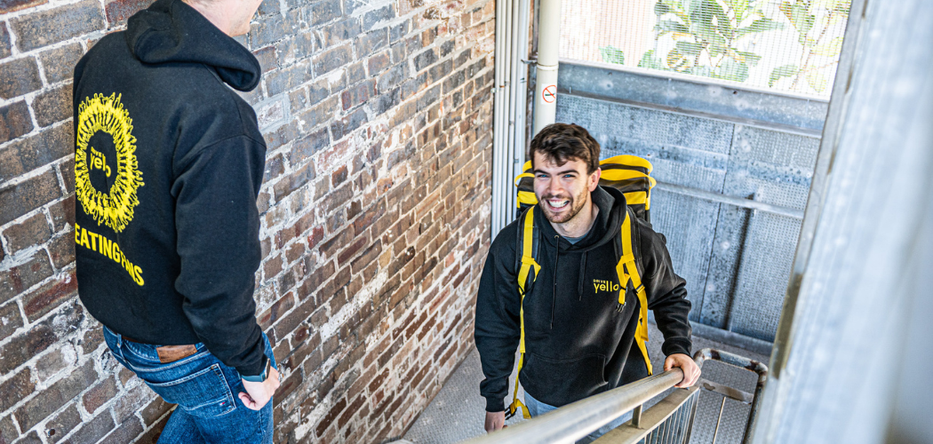 drive yello couriers smiling
